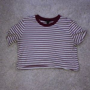 Forever 21 Red and White Striped Crop Top